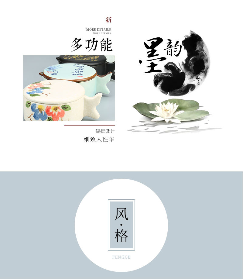 Multifunctional ceramic the inkwell with cover high - grade multi - purpose penholder pen writing calligraphy sheng ink ink fountain students lick the writing brush washer from Chinese painting ink dish of four treasures ink inkstone ink kelp tools