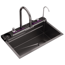 Huida 304 stainless steel sink honeycomb raindance double waterfall obsidian black Taichung complete set of above and below table sinks
