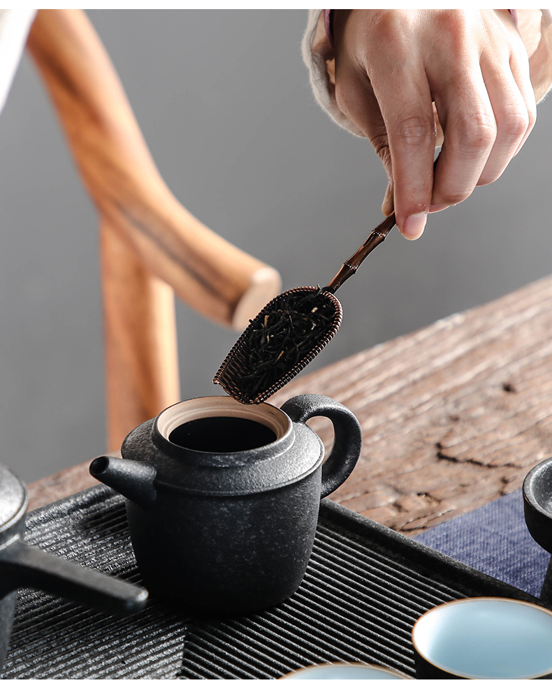 Bo yiu-chee coarse pottery kung fu tea set suit Japanese household contracted ceramic tea set tea tray of a complete set of the teapot tea now