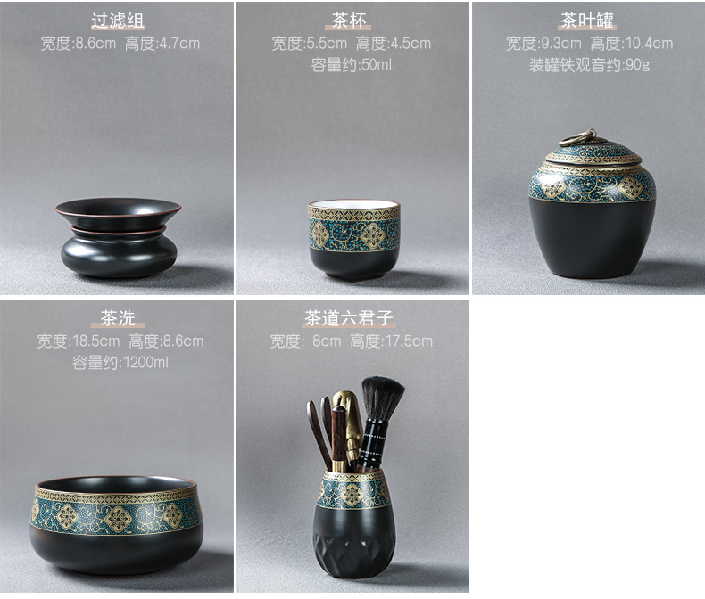 Bo yiu-chee gold kung fu tea set of household ceramic tea lid bowl of tea cups to wash the whole red glaze