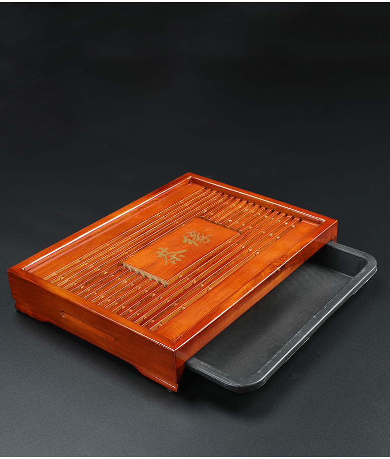 Bo yiu-chee solid wood tea tray of I and contracted household kung fu tea set drainage type tray waterlogging under caused by excessive rainfall office small tea table