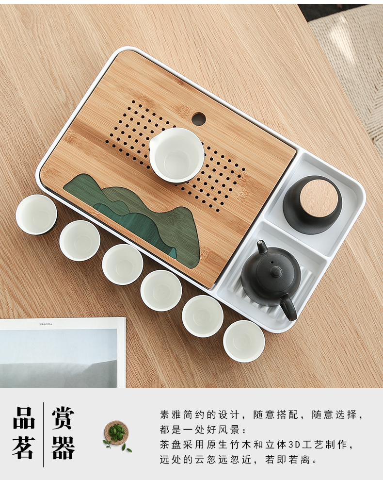 Bo yiu-chee contracted kung fu tea set ceramic teapot tea tray was contracted household gifts tea, a complete set of gift box