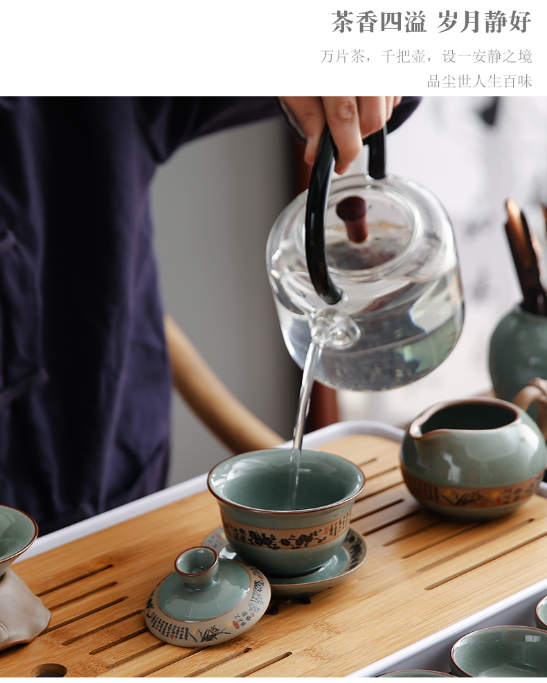 Bo yao, the elder brother of the Japanese tea set ceramic up open a piece of ice crack glaze retro household contracted your up of a complete set of tea cups