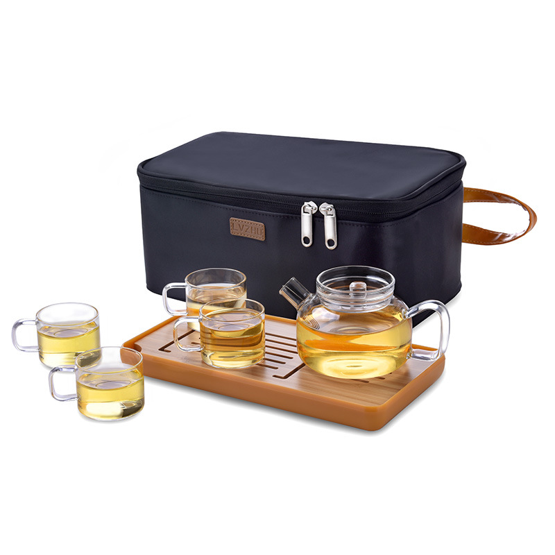 Bo fuyao travel tea set suit portable package a pot of two cup four cups of household car is suing teapot teacup