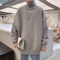 Knitted Warm Sweater Men Turtleneck Sweater Mens Loose Casu