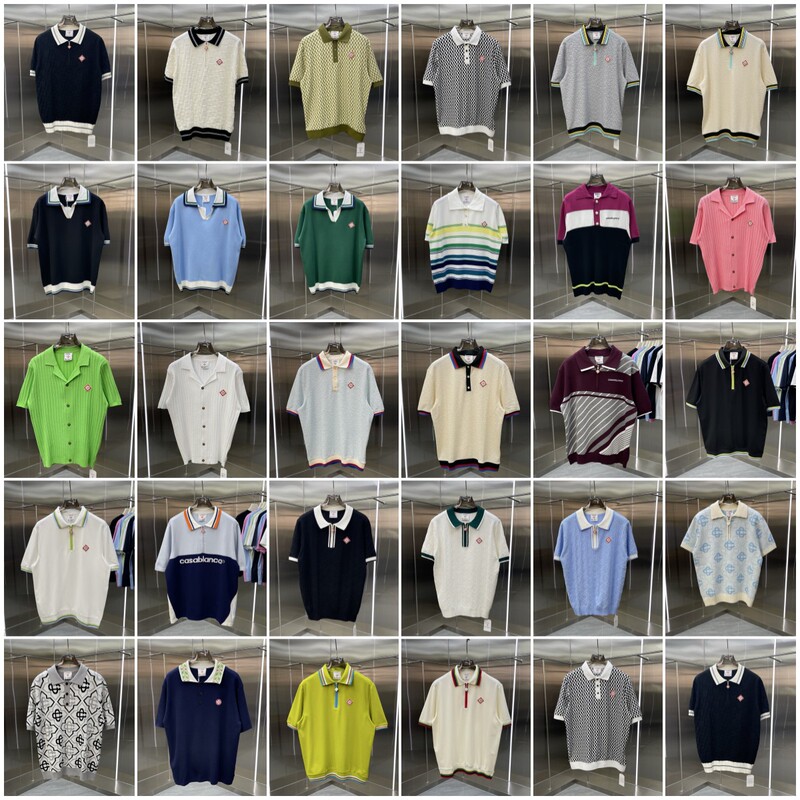 Casablanca Tennis Club Summer Trendy Casual Loose Fashion Knitted Polo Short-Sleeved Lapel Top Casablanca Tennis Club Summer Trendy Casual Loose Fashion Knitted Polo Short-Sleeved Lapel Top