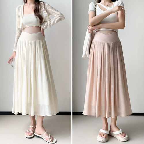 Летняя тонкая юбка в складку, летняя одежда для беременных, большой размер