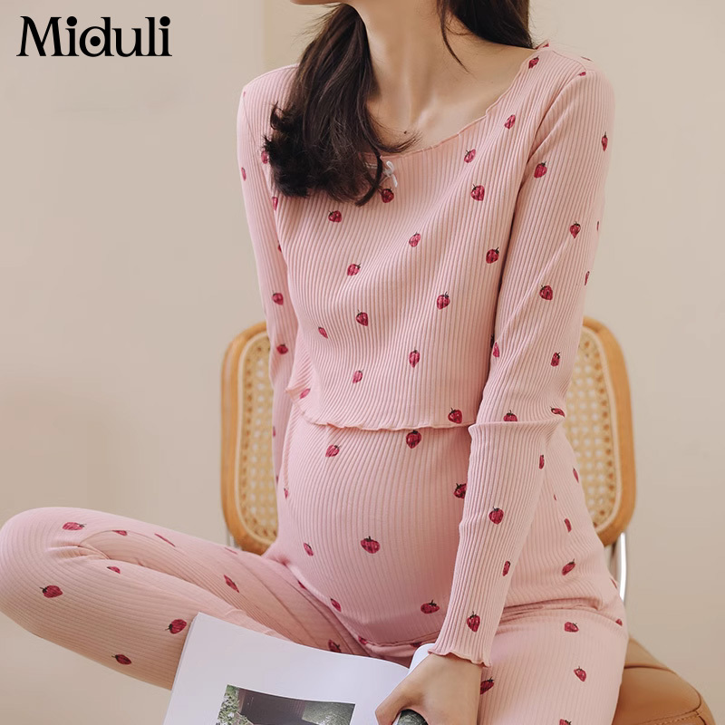 Miduli Maternity Autumn Clothes Set, Spring and Autumn Style Nursing Clothes, Tops, Pajamas, Postpartum Confinement Clothes, Cotton Thermal Shirt for Women Miduli Maternity Autumn Clothes Set, Spring and Autumn Style Nursing Clothes, Tops, Pajamas, Postpartum Confinement Clothes, Cotton Thermal Shirt for Women