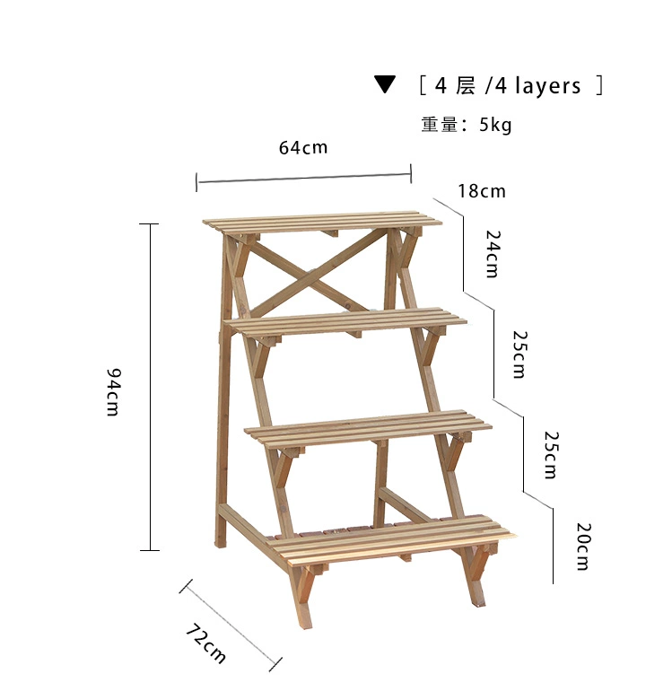 Bán đảo ấm áp Xếp gỗ hoa thang gỗ rắn vườn hoa chậu kệ kệ hoa đứng ngoài trời - Kệ