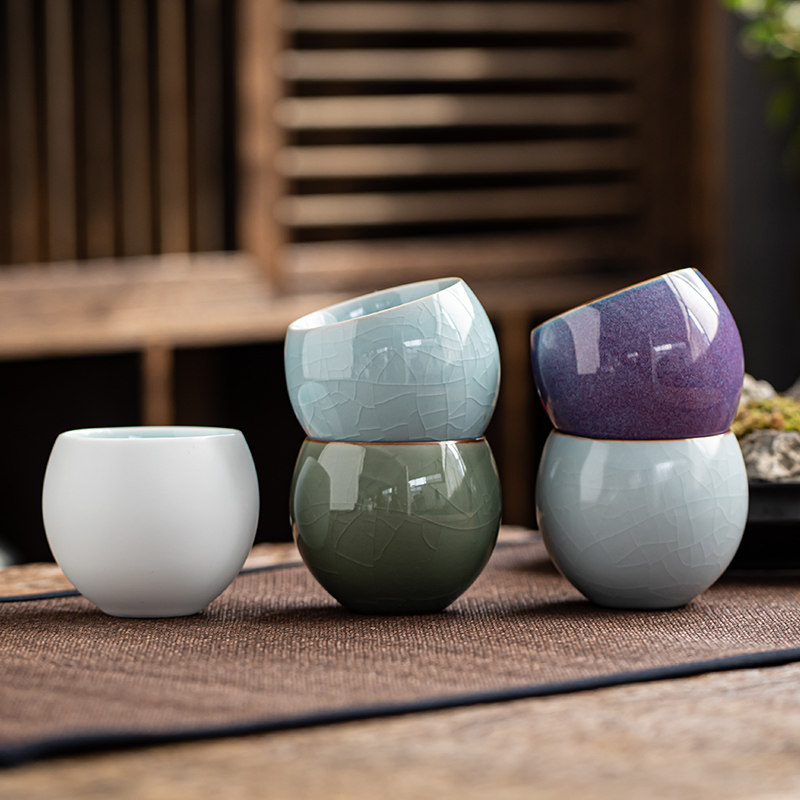 Ru Kiln Tea Cup Kung Fu Tea Tea Tea Cup Handmade Master's Cup Single Ice Cracked Glaze Ceramic Pint Cup Big Number