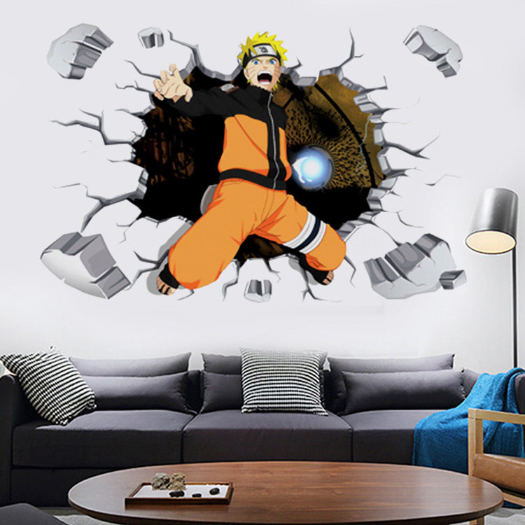 Naruto wallpaper dormitory students self-adhesive anime stickers Naruto stickers Sasuke three-dimensional wall stickers Wall bedroom