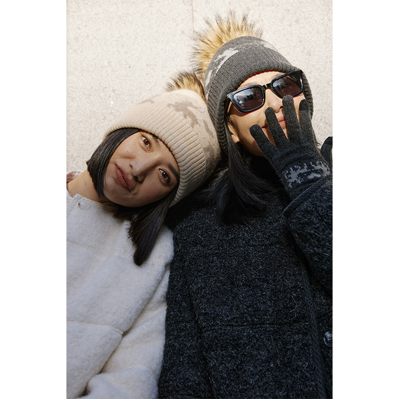 AmandaX 100% Mountain cashmere knitted moose five fingers glove wool velvet wire cap-Taobao