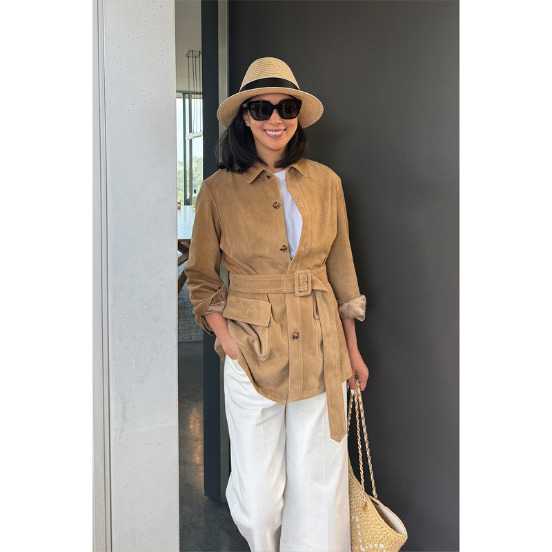 Amandax "Napa Valley Club" Sheep Suede Hunting-Style Lace-Up Jacket Amandax "Napa Valley Club" Sheep Suede Hunting-Style Lace-Up Jacket
