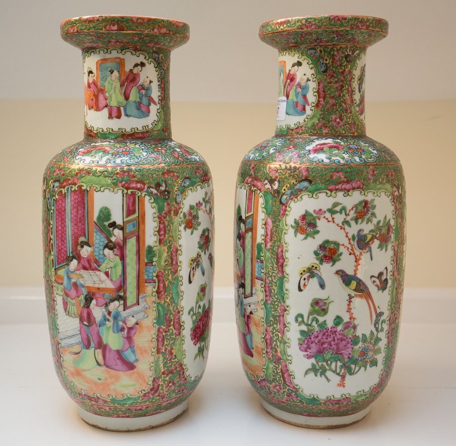 1266 中国 骨董 大清乾隆年製 粉彩人物花鳥文 花瓶 壺 時代物