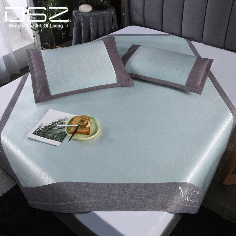 Cool Mat Ice Silk Mat three sets washable bed linen beds High-end Home Summer Breathable-Breathable Foldable Wellness Mat