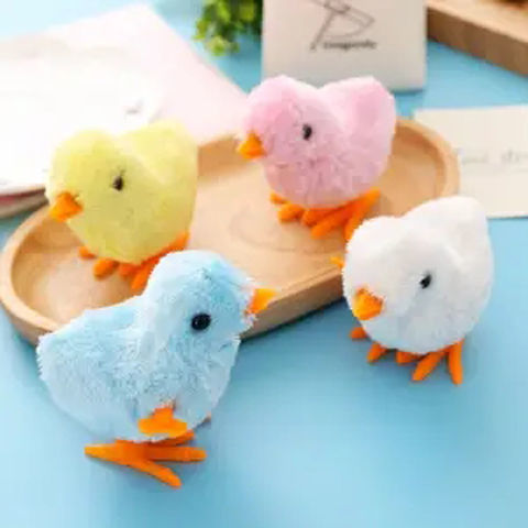 Net red clockwork plush on-chain chick cute simulation jumping chicken will run and jump baby educational toys