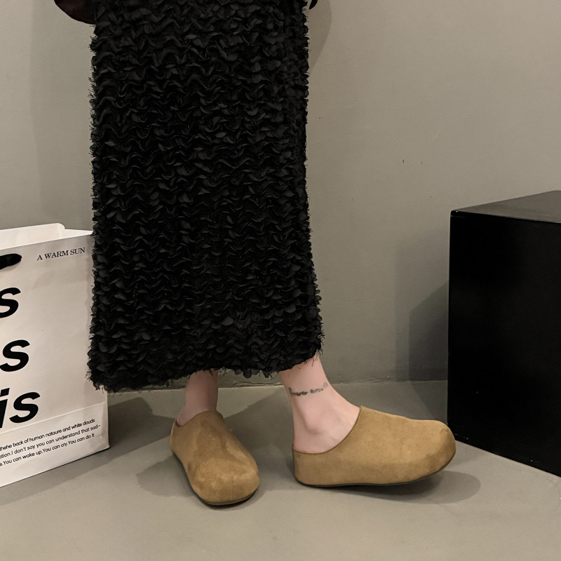 Super Popular Thick-Soled Birkenstock Shoes for Women, 2025 Autumn New Style, Slip-On Birkenstock Closed-Toe Half-Slippers, Comfortable Single Shoes