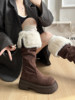 Retro Thick-Soled Fleece-Lined Snow Boots for Women 2025 New Popular Winter Warm Long Boots Northeast Cotton Boots