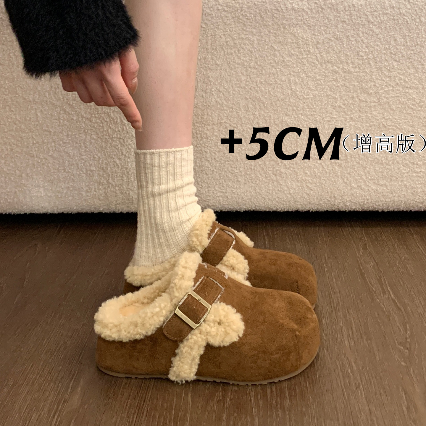 Женская обувь Birkenstock с внутренней отделкой; новинка 2025 года; осенне-зимняя хлопчатобумажная обувь; бархатные полуботинки Baotou из толстого плюша для верхней одежды