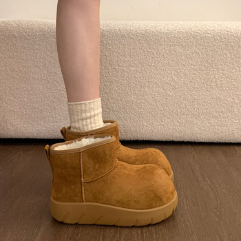 Brown Retro Non-Slip Thick-Soled Snow Boots for Women 2025 New Winter Outerwear Warm Thickened Cotton Shoes
