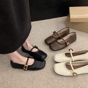 Soft-Soled Mary Jane Leather Shoes, Shallow Mouth, 2026 New Autumn Commuter Versatile Single-Strap Flat Shoes for Women