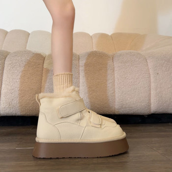 Thick-Soled Outdoor White Snow Boots for Women 2025 New Winter Fleece-Lined Warm Waterproof Non-Slip Short Boots Northeast Cotton Shoes