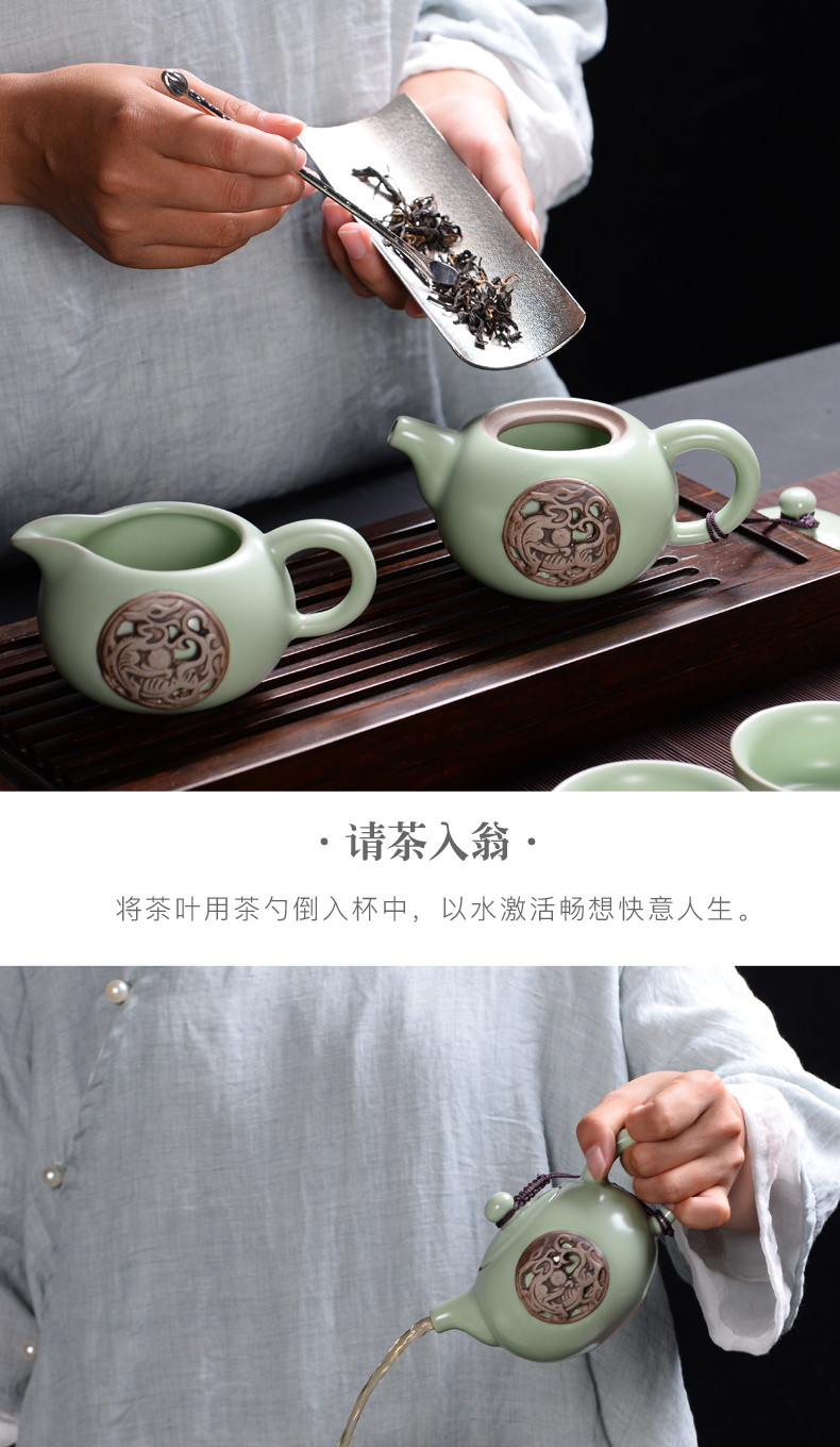 Elder brother up kung fu tea set suits for your up household ceramic lid bowl of office of a complete set of gift cups of tea