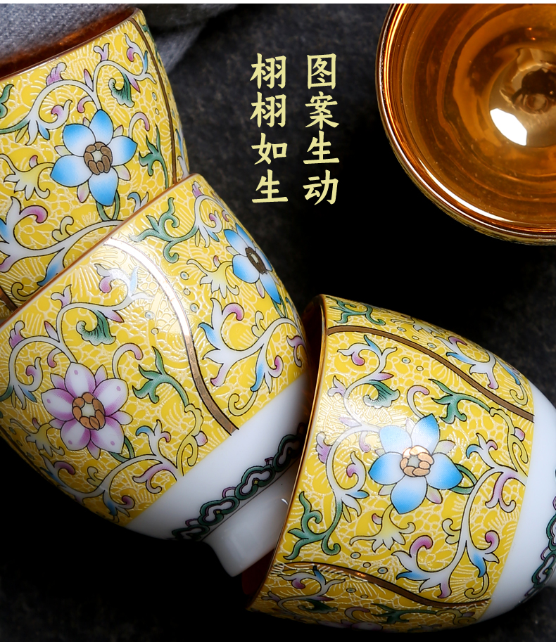 Grilled ceramic imitation enamel see colour flower kung fu tea cup large master cup, single individual cup tea tea cups of tea