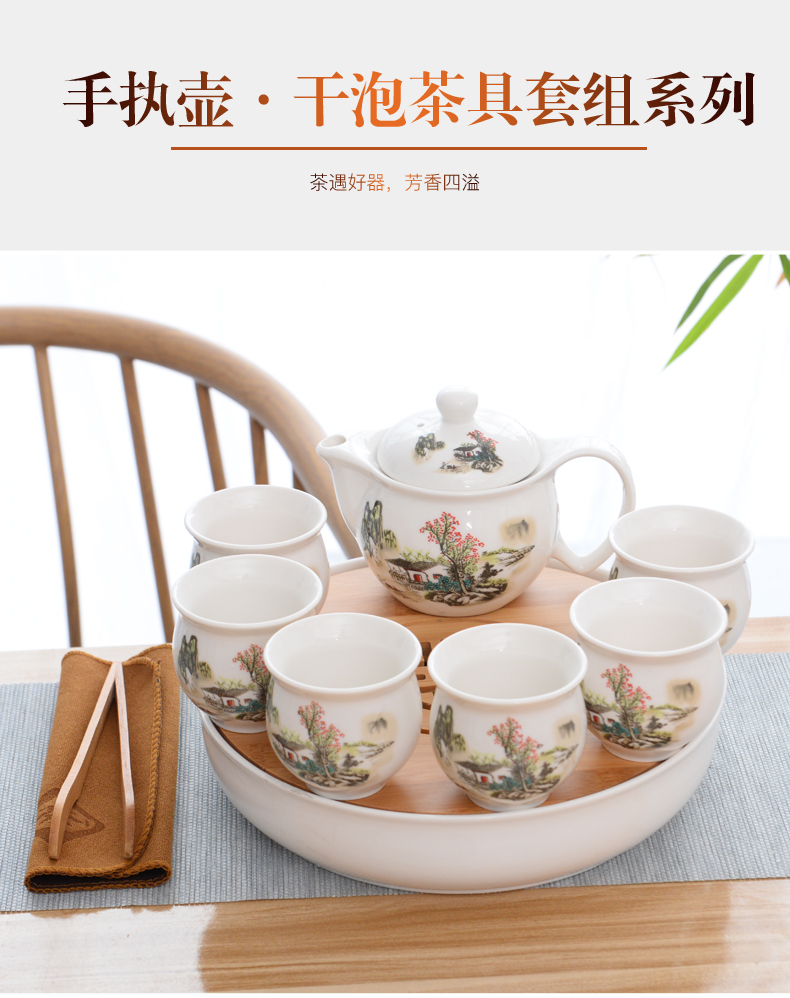 Tea set ceramic prevent hot double CPU kung fu Tea cup Chinese blue and white porcelain teapot suit household contracted