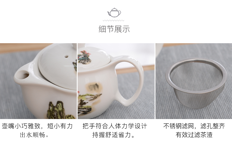 Tea set ceramic prevent hot double CPU kung fu Tea cup Chinese blue and white porcelain teapot suit household contracted