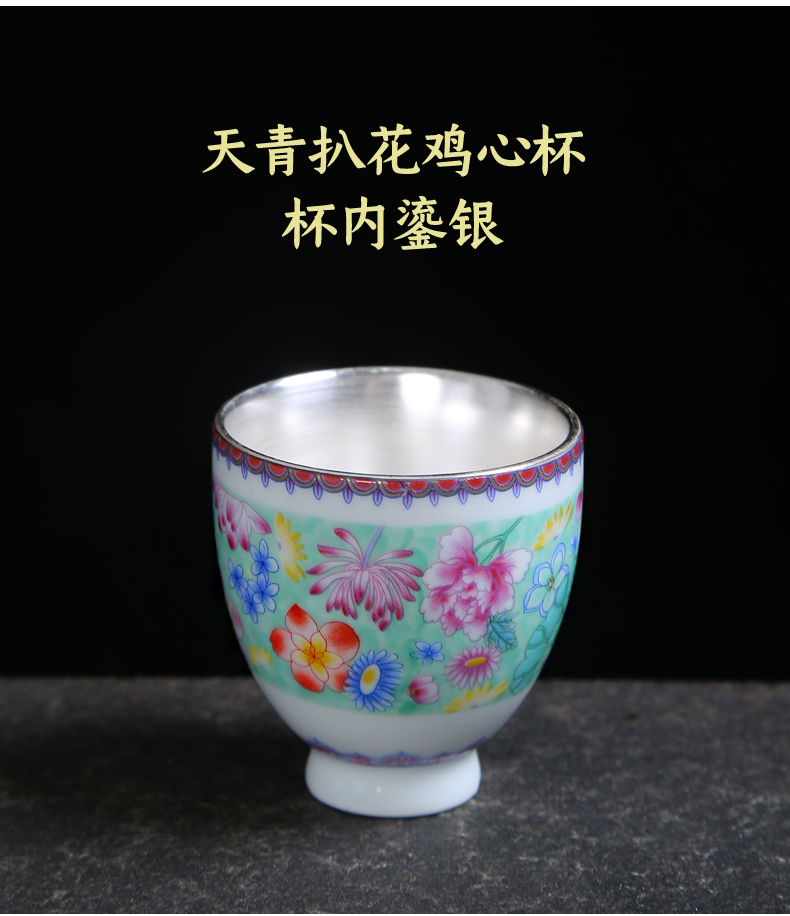 Grilled ceramic imitation enamel see colour flower kung fu tea cup large master cup, single individual cup tea tea cups of tea