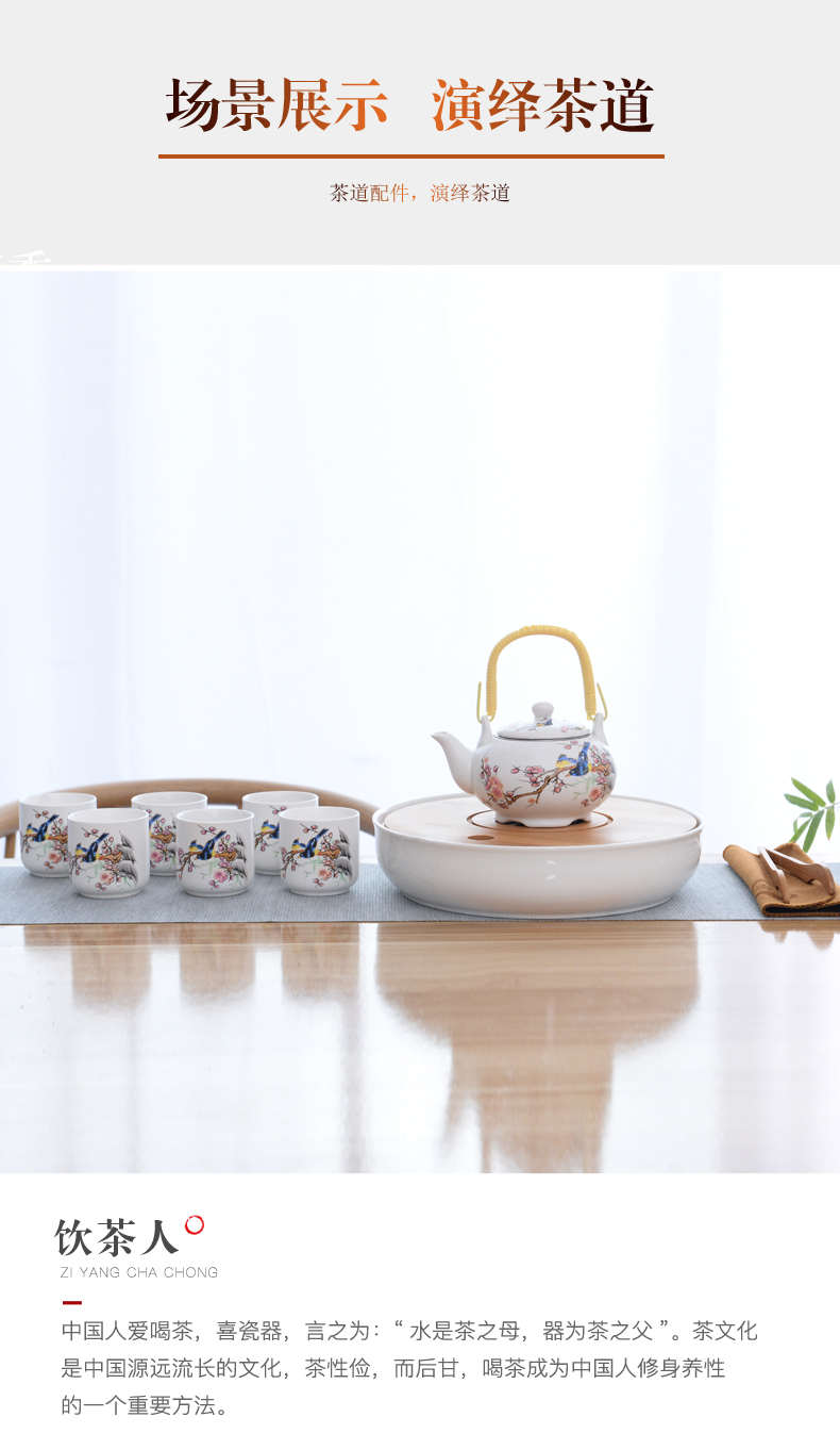 Tea set ceramic prevent hot double CPU kung fu Tea cup Chinese blue and white porcelain teapot suit household contracted