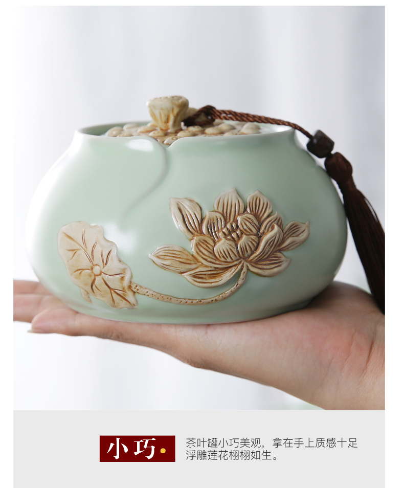 Your up ceramic tea caddy fixings seal storage tank size portable travel red glaze can of tea packaging