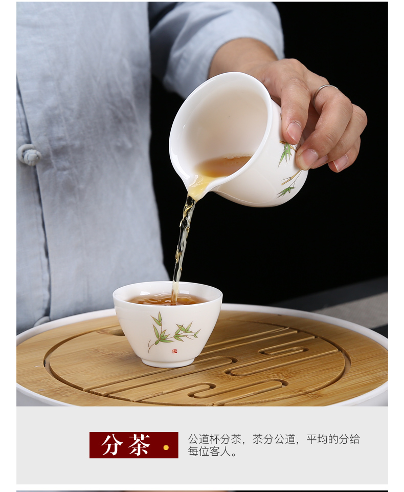 Suet jade ceramic travel kung fu tea set a pot of four cups of portable Japanese contracted crack belt filter tea tray