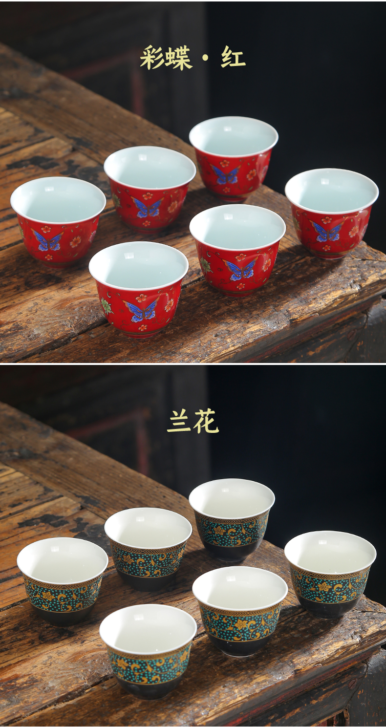 Variable cup built lamp cup retro kung fu master cup single cup tea light sample tea cup ceramic cups Tmall glaze porcelain