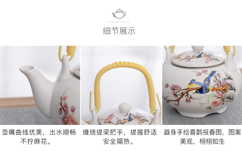 Tea set ceramic prevent hot double CPU kung fu Tea cup Chinese blue and white porcelain teapot suit household contracted