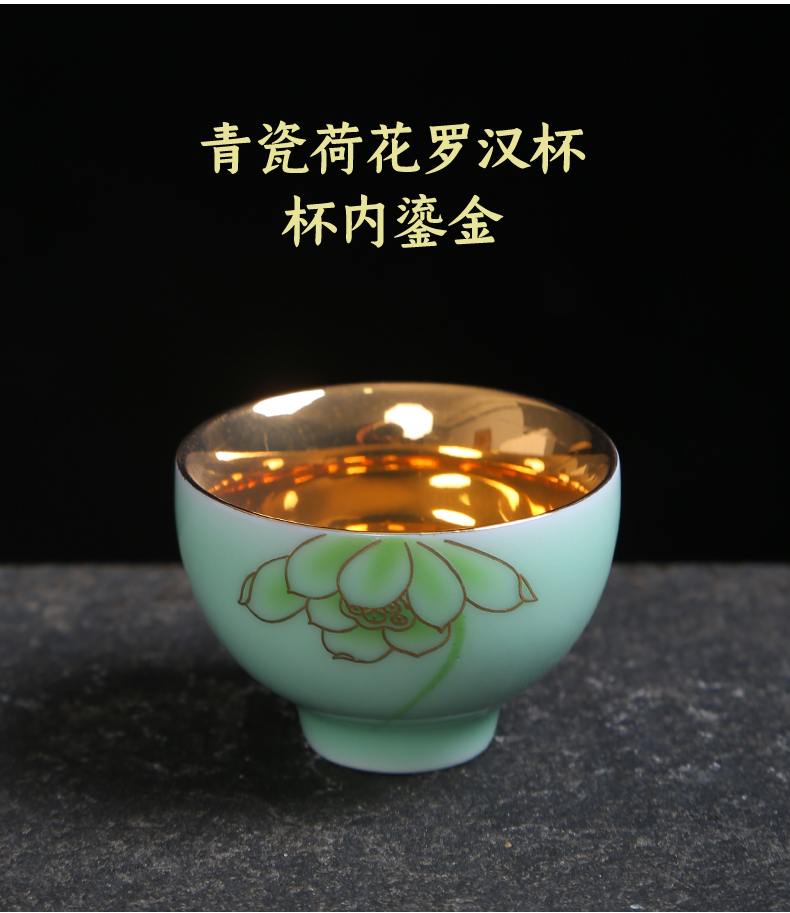 Silver cup 999 sterling Silver cup pure manual kung fu tea set ceramic coppering. As Silver sample tea cup master cup home