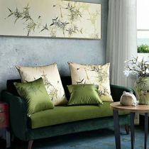New Chinese Classical Bamboo Tea Room Pillow Cover Cushion Cover Office Sofa Pillow Waist Rest Single-sided Printing