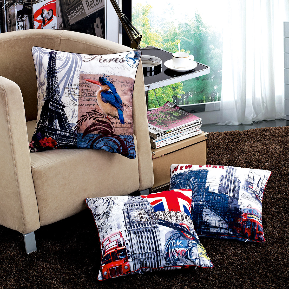 British style American city loft pillow sofa cushion hotel cafe iron tower car pillow waist pillow