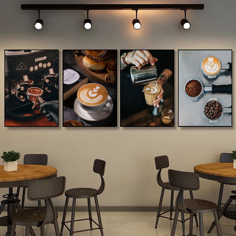 Cafe Hanging Paintings, Coffee Shop Latte Posters, Decorative Paintings, Dessert and Milk Tea Shop, Casual Bar Counter, Western Restaurant Wall Paintings