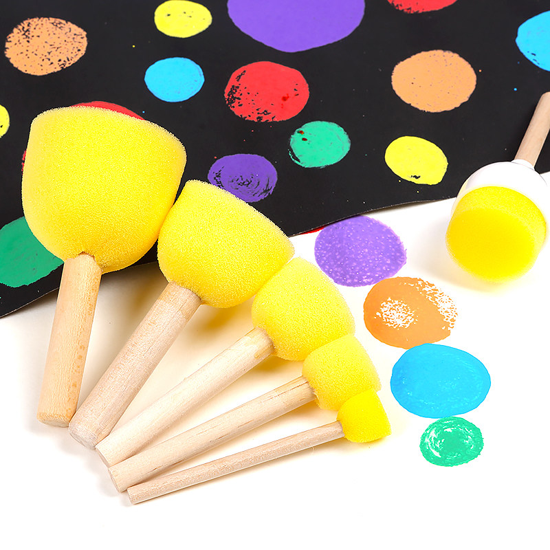 Sponge Brush Painting Graffiti Tool Children Fine Art Material Round Mushroom Head Seal Kindergarten Diy Tuo Prints