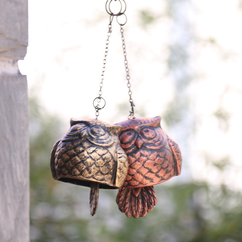 Owl windbell Southern cast iron bell heavy hand - made bell metal iron - ornament gift hanging