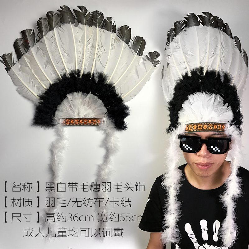 Đạo cụ Halloween man rợ Ấn Độ Chieftain Màu lông Mũ nguyên thủy Vòng cổ Hiệu suất Dress Dress Cung cấp - Sản phẩm Đảng / Magic / Hiệu suất đồ hóa trang halloween cho bé gái
