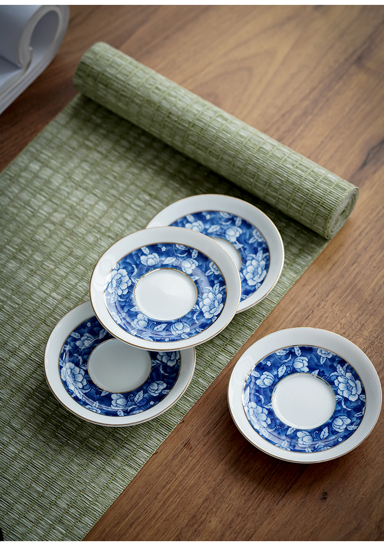 Japanese blue and white porcelain teacup pad manually ceramic cup doesn water glass heat insulation as antiskid saucer tea tea accessories