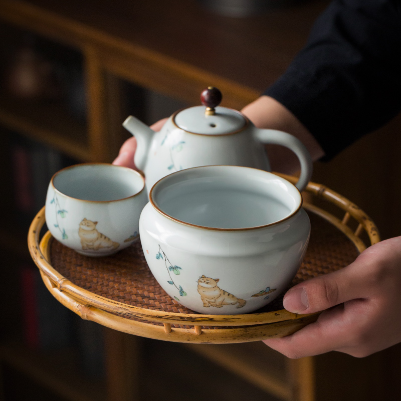 Your up creative hot large cylinder built water kung fu tea tea accessories writing brush washer ceramic tea wash water wash water jar