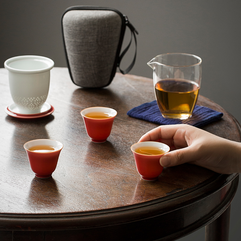 Checking out tea special masters cup ji red sample tea cup ruby red a single cup of jingdezhen kung fu tea custom