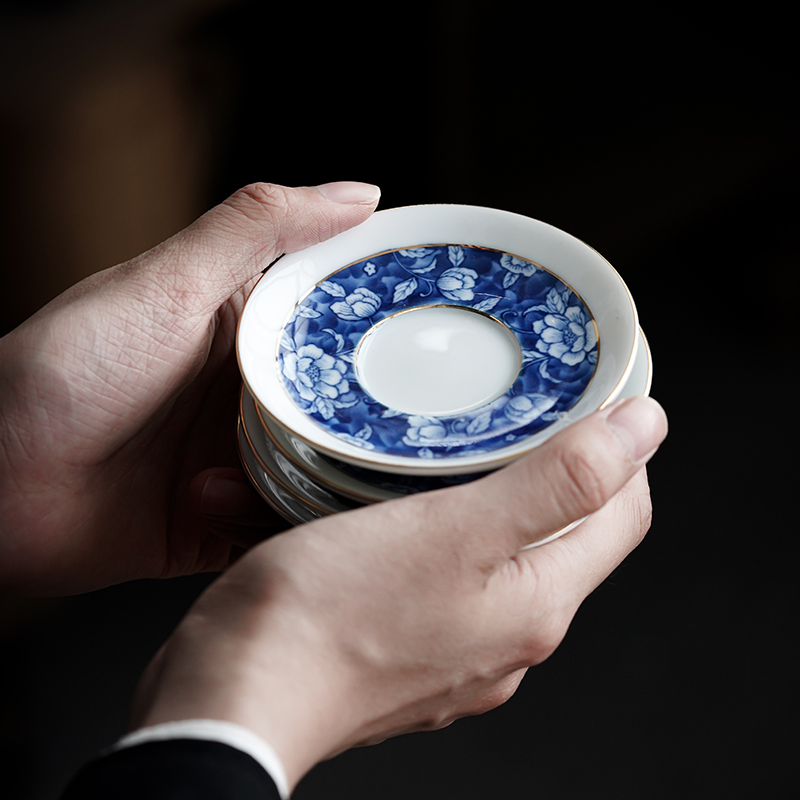 Japanese blue and white porcelain teacup pad manually ceramic cup doesn water glass heat insulation as antiskid saucer tea tea accessories