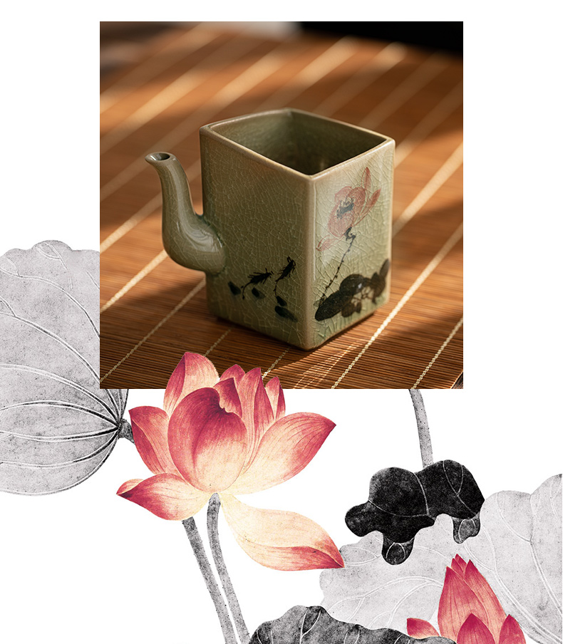 Jingdezhen ice to crack the up square hand - made ceramic cups kung fu tea set common cup size fair fair keller cup