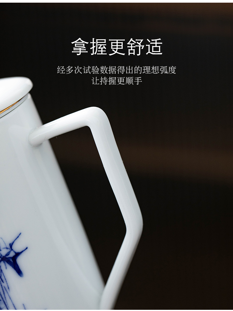 Hand - made under glaze color office cup of jingdezhen porcelain ceramic cups household with cover glass large tea cups