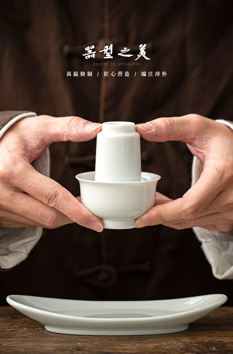 Fragrance - smelling cup suit Japanese sample tea cup cup single cup white porcelain bowl with ceramic cup mat household kung fu tea tea art